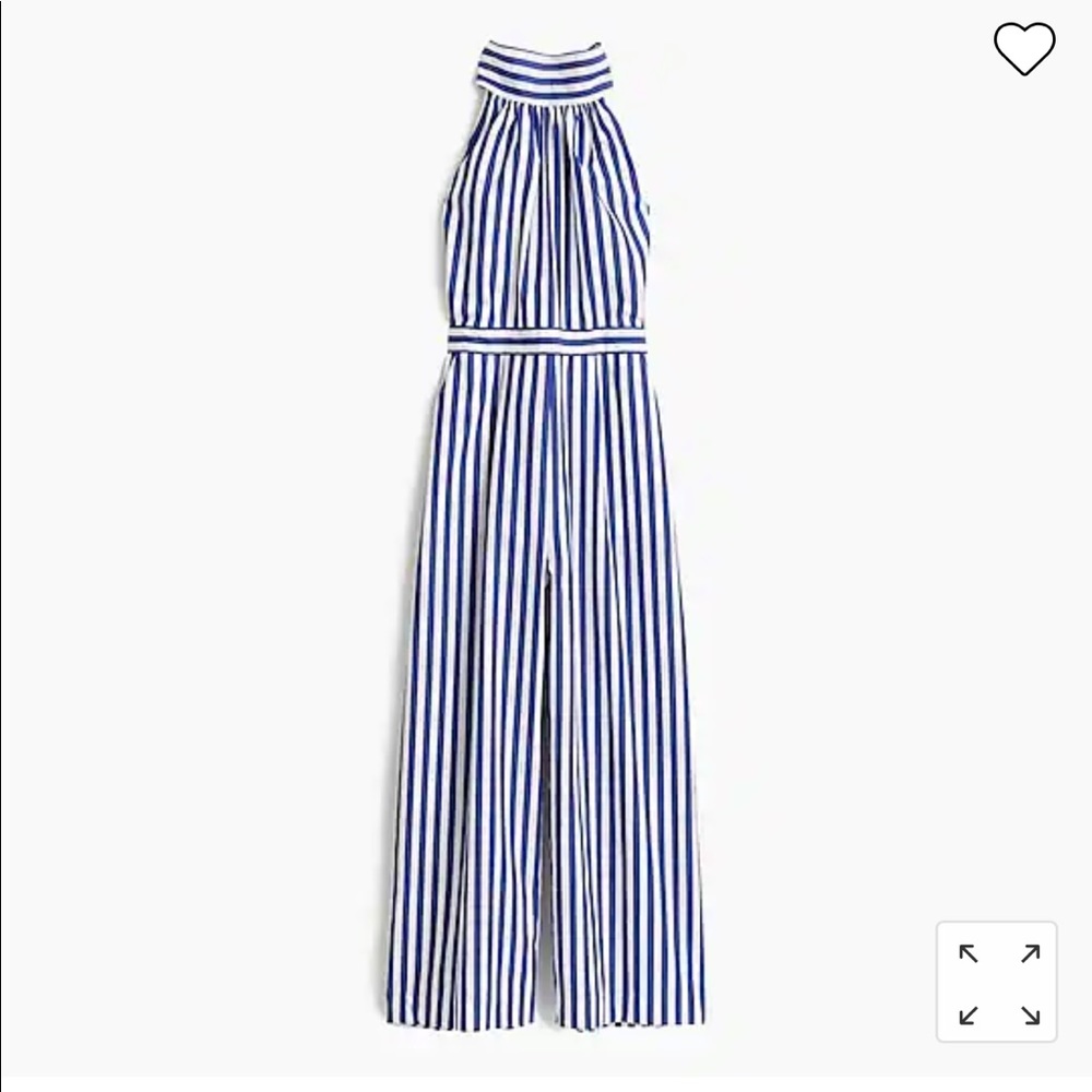 J. Crew Blue Stripe Halter Wide Leg Jumpsuit Romper